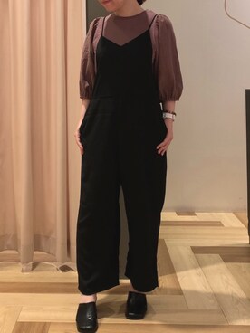 「Green　Parks（グリーンパークス）のアイテム（オールインワン・サロペット）」を使った、H I T O M Iさん（レディース・162cm）の夏コーディネート