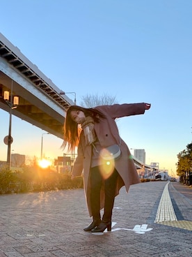 「NANO universe（ナノユニバース）のアイテム（チェスターコート）」を使った、ゆず🍊さん（レディース・158cm）の冬コーディネート