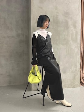 「レザーワンピース」｜「アイテム（ブーツ）」を使った、hitomiさん（レディース・152cm）の夏コーディネート