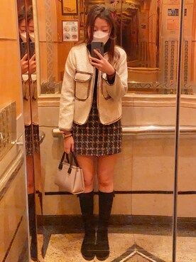 「CHARLES & KEITH（チャールズ & キース）のアイテム（トートバッグ、ピンク系）」を使った、judpainan さん（レディース）の冬コーディネート