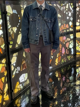 「Wrangler（ラングラー）のアイテム（その他アウター）」を使った、URAさん（メンズ・172cm）の春コーディネート