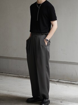 「UNIQLO（ユニクロ）のドライカラークルーネックT（半袖）（Tシャツ/カットソー）」を使った、ゆう　インスタ7万人さん（メンズ・180cm）の夏コーディネート