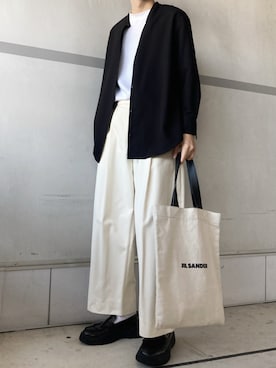「UNIQLO（ユニクロ）のスーピマコットンリブクルーネックT（半袖）（Tシャツ/カットソー）」を使った、ゆう　インスタ7万人さん（メンズ・180cm）の秋コーディネート
