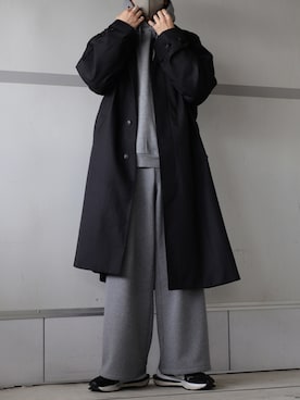 「CALLNE（カルネ）のアイテム（ステンカラーコート）」を使った、ゆう　インスタ7万人さん（メンズ・180cm）の秋コーディネート