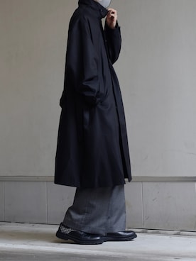 「CALLNE（カルネ）のアイテム（ステンカラーコート）」を使った、ゆう　インスタ7万人さん（メンズ・180cm）の秋コーディネート