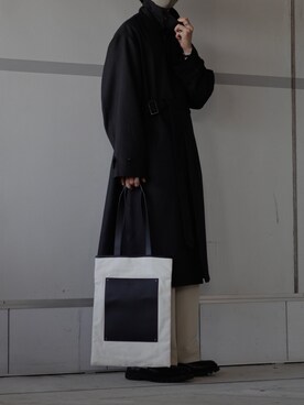 「CALLNE（カルネ）のアイテム（ステンカラーコート）」を使った、ゆう　インスタ7万人さん（メンズ・180cm）の秋コーディネート