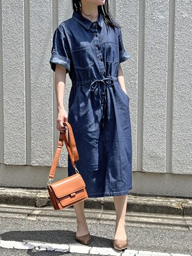 「ロールアップ」｜「アイテム（ワンピース/ドレス）」を使った、Jewelobeさん（レディース・155cm）の夏コーディネート