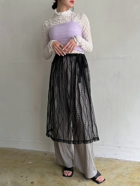 「アイテム（キャミソール、パープル系）」を使った、Jewelobeさん（レディース・165cm）の春コーディネート