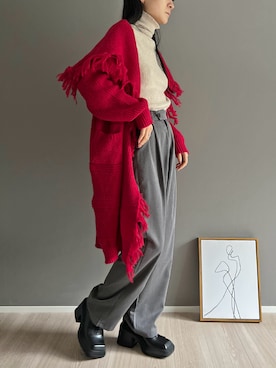 「ロングカーディガン」｜Jewelobeさん（レディース・155cm）の冬コーディネート