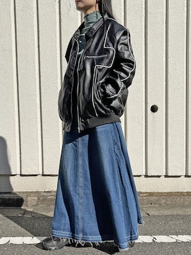 「マキシスカート」｜「アイテム（ブルゾン）」を使った、Jewelobeさん（レディース・155cm）の冬コーディネート
