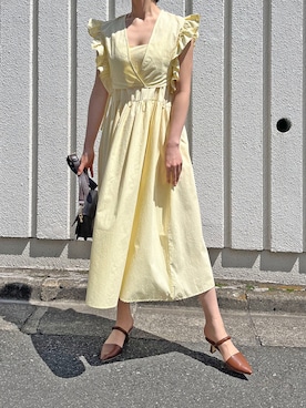 「肩フリル」｜「アイテム（ワンピース/ドレス）」を使った、Jewelobeさん（レディース・171cm）の夏コーディネート