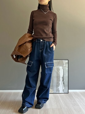 「フェイクレザー」｜「アイテム（その他）」を使った、Jewelobeさん（レディース・155cm）の冬コーディネート