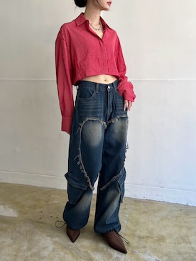 「クロップドトップス」｜「アイテム（その他）」を使った、Jewelobeさん（レディース・165cm）の秋コーディネート