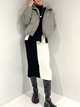 「ニットアップ」｜「アイテム（セットアップ）」を使った、Jewelobeさん（レディース・165cm）の冬コーディネート