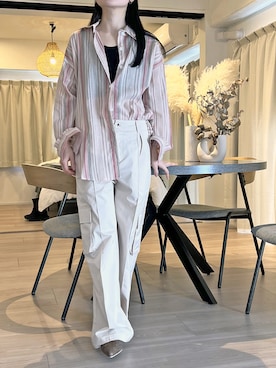 「アイテム（シャツ/ブラウス、ピンク系）」を使った、Jewelobeさん（レディース・155cm）の夏コーディネート