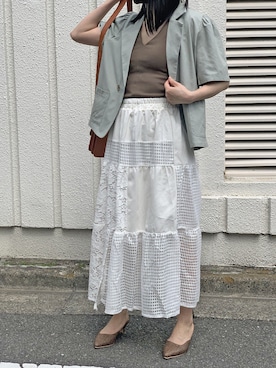 「ティアードスカート」｜Jewelobeさん（レディース・155cm）の春コーディネート