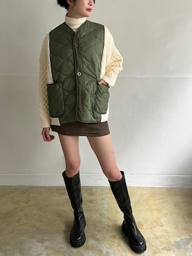 「ケーブルニット」｜「アイテム（その他）」を使った、Jewelobeさん（レディース・165cm）の秋コーディネート