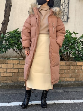 「アイテム（ダウンジャケット/コート、ピンク系）」を使った、Jewelobeさん（レディース・155cm）の冬コーディネート