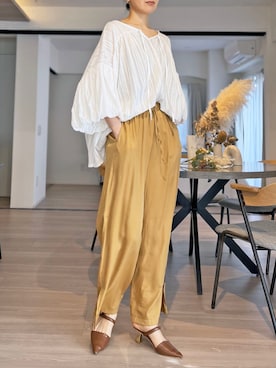 「サテンパンツ」｜「アイテム（その他）」を使った、Jewelobeさん（レディース・171cm）の春コーディネート