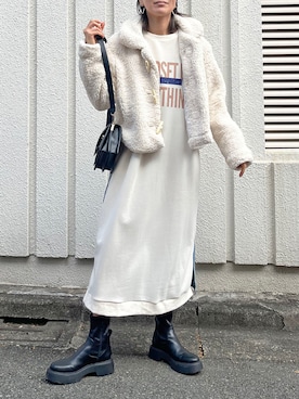 「ドッキングワンピ」｜「アイテム（ブルゾン）」を使った、Jewelobeさん（レディース・171cm）の冬コーディネート