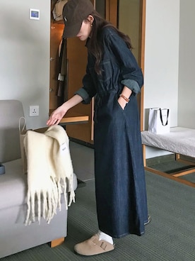 「アイテム（ワンピース、ブルー系）」を使った、Jewelobeさん（レディース・160cm）の冬コーディネート