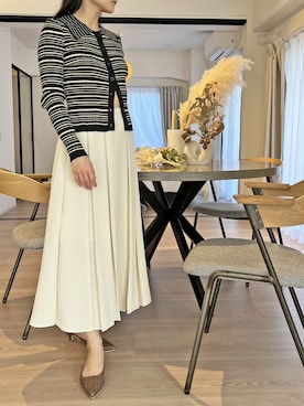 「ボーダーニット」｜「アイテム（その他）」を使った、Jewelobeさん（レディース・155cm）の春コーディネート