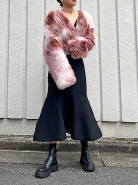 「アイテム（その他アウター、レッド系）」を使った、Jewelobeさん（レディース・171cm）の冬コーディネート