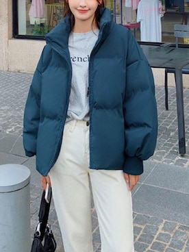 「アイテム（ダウンジャケット/コート、ブルー系）」を使った、Jewelobeさん（レディース・156cm）の冬コーディネート