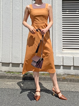 「エプロンワンピース」｜「アイテム（その他）」を使った、Jewelobeさん（レディース・171cm）の春コーディネート