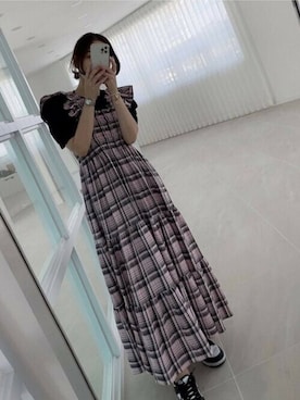 「肩フリル」｜「アイテム（ワンピース/ドレス）」を使った、Jewelobeさん（レディース・156cm）の夏コーディネート