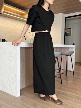 「クロップドトップス」｜「アイテム（セットアップ）」を使った、Jewelobeさん（レディース・155cm）の春コーディネート