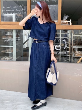 「クロップドトップス」｜「アイテム（セットアップ）」を使った、Jewelobeさん（レディース・156cm）の春コーディネート