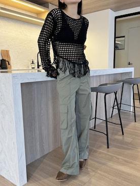 「透かし編みニット」｜「アイテム（その他）」を使った、Jewelobeさん（レディース・155cm）の夏コーディネート