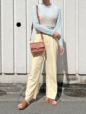 「カラー×コーデ」｜「アイテム（スラックス）」を使った、Jewelobeさん（レディース・171cm）の春コーディネート