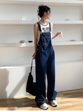 「デニムサロペット」｜Jewelobeさん（レディース・158cm）の夏コーディネート