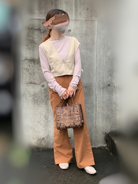 「OZOC（オゾック）のアイテム（ショルダーバッグ）」を使った、☺︎sara☺︎さん（レディース・149cm）の秋コーディネート