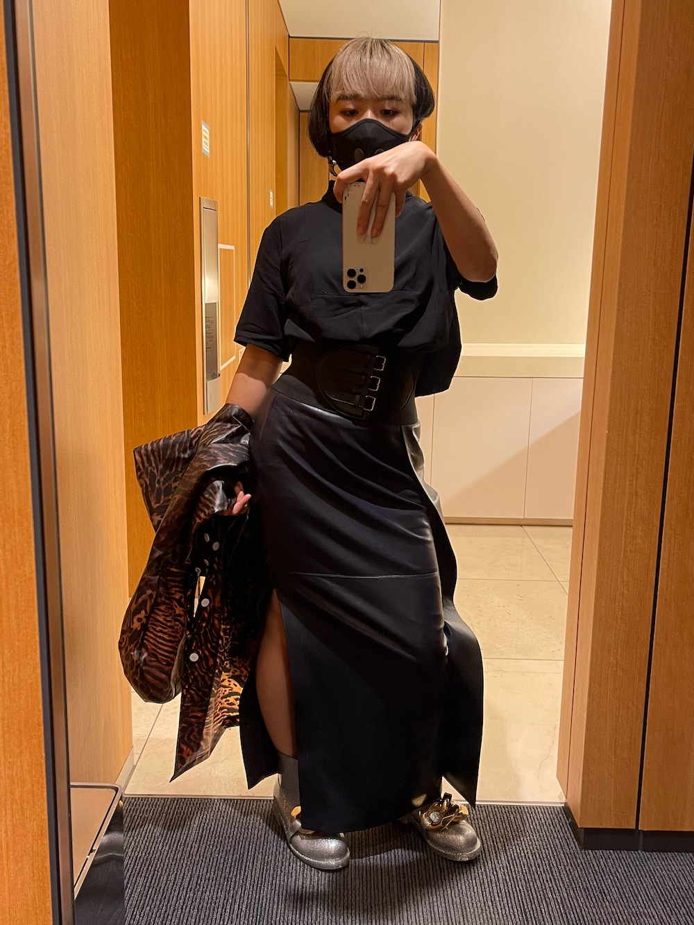 ◆ALAIA◆アライア コルセット ベルト 70 本革 ダブルバックル 青 アライア コルセット ベルト VIENNEウェーブ ビスチェベルト alaia