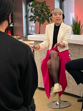 「JW Anderson（ジェイダブリューアンダーソン）のアイテム（テーラードジャケット）」を使った、kazumissimiさん（レディース・157cm）の夏コーディネート