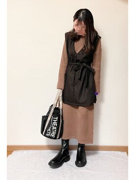 Gu ジーユー のワンピース ブラウン系 を使った人気ファッションコーディネート Wear