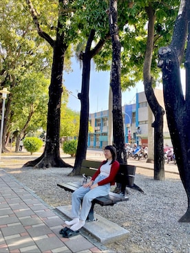 「5（ファイブ）のアイテム（パンツ）」を使った、Yi Ting Huさん（レディース・148cm）の冬コーディネート