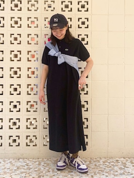 「LACOSTE」｜「アイテム（ワンピース/ドレス）」を使った、おふじさん（レディース・165cm）の春コーディネート
