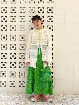 「アイテム（レギンス/スパッツ、グリーン系）」を使った、おふじさん（レディース・165cm）の夏コーディネート