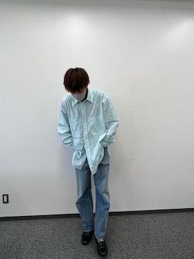 「Graphpaper（グラフペーパー）のアイテム（デニムパンツ）」を使った、永遠さん（メンズ・181cm）の春コーディネート
