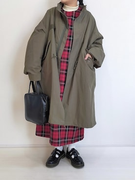 「タータンチェック」｜「アイテム（その他シューズ）」を使った、カナエさん（レディース・150cm）の冬コーディネート