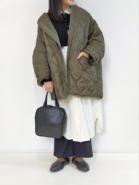 「ショート丈トップス」｜「アイテム（モッズコート）」を使った、カナエさん（レディース・150cm）の秋コーディネート