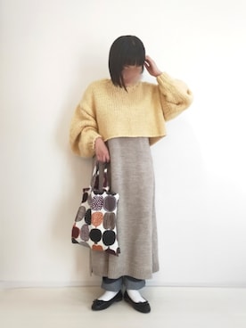 「ショート丈トップス」｜「アイテム（アンサンブル）」を使った、カナエさん（レディース・150cm）の秋コーディネート