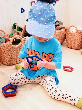 「frankygrow（フランキーグロウ）のアイテム（帽子）」を使った、ARUさん（キッズ・90cm）の夏コーディネート