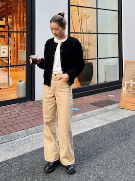 「アイテム（ノーカラージャケット）」を使った、Rannaさん（レディース・166cm）の秋コーディネート