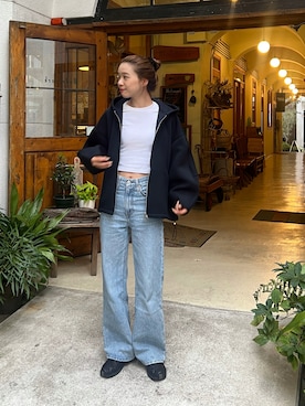 「アイテム（パーカー）」を使った、Rannaさん（レディース・166cm）の秋コーディネート