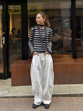 「アイテム（トートバッグ）」を使った、Rannaさん（レディース・166cm）の秋コーディネート